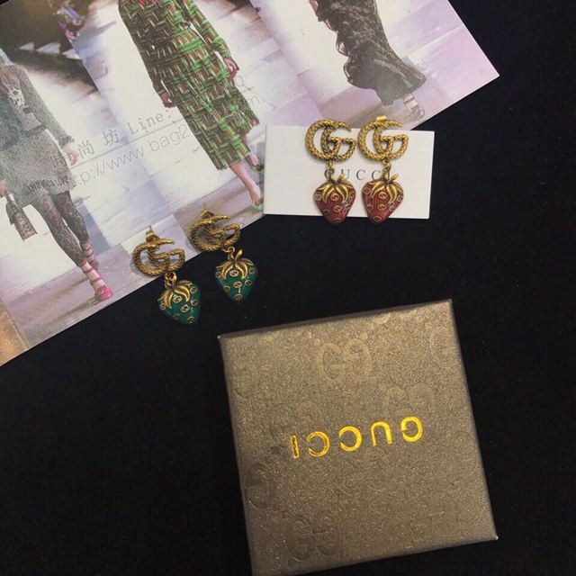 GUCCi飾品 古馳最新限定草莓系列耳環 Gucci耳釘熱銷款  zgbq1138